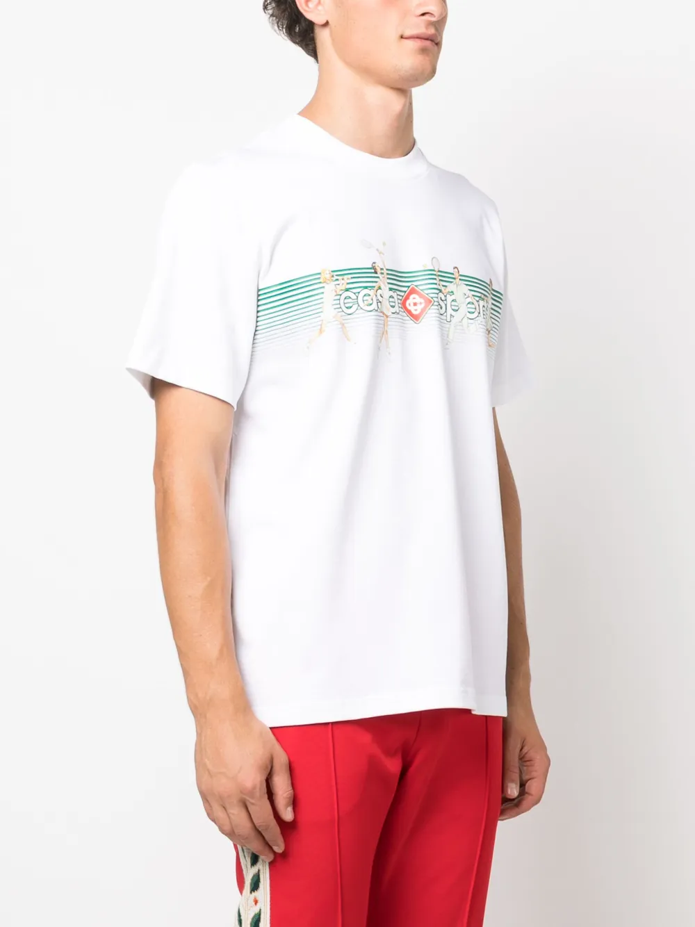 Casablanca logo-print organic-cotton T-shirt - White - Curated Menswear