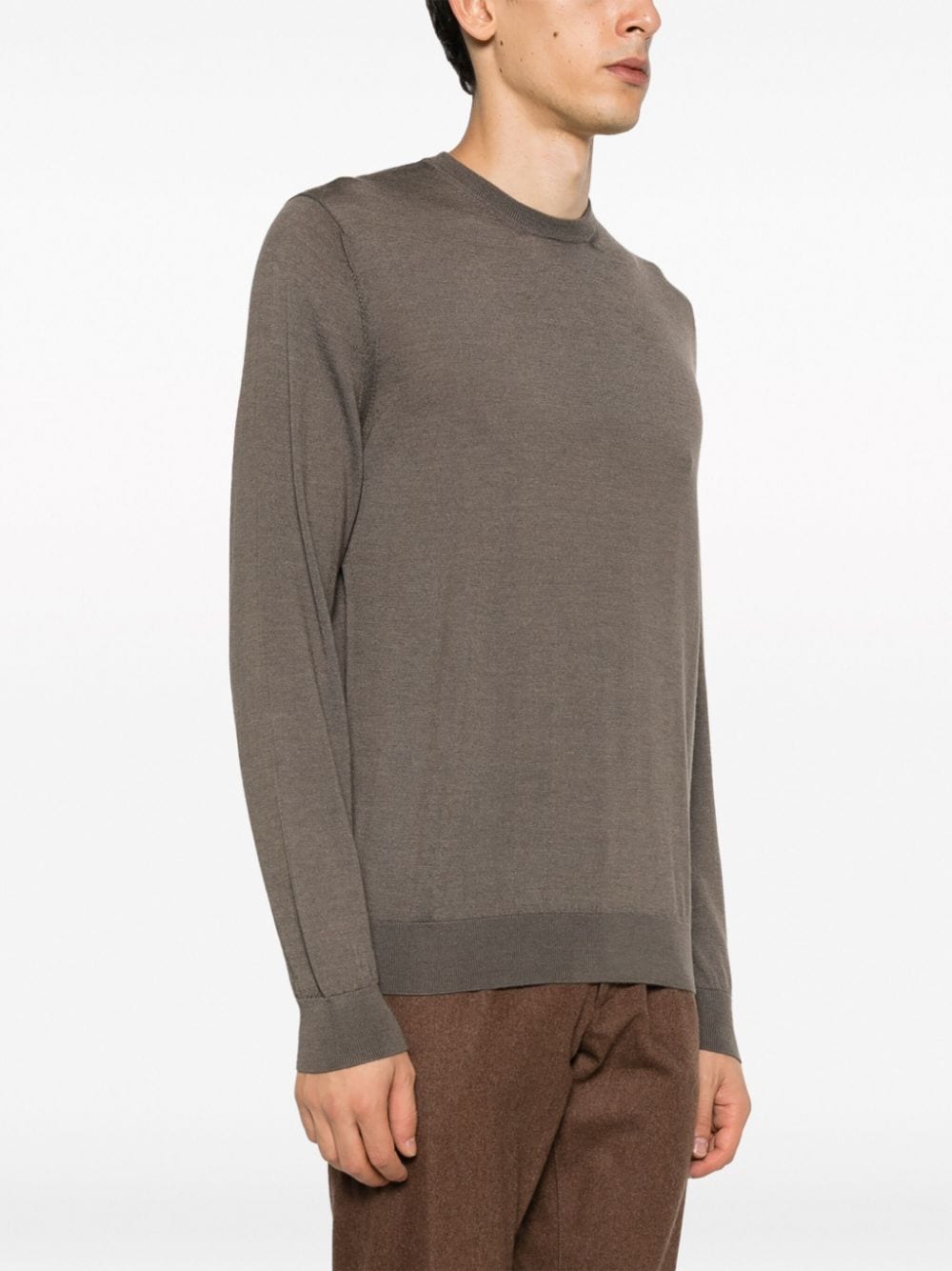 Shop Colombo Crew-neck Fine-knit Jumper In 85047 Brown