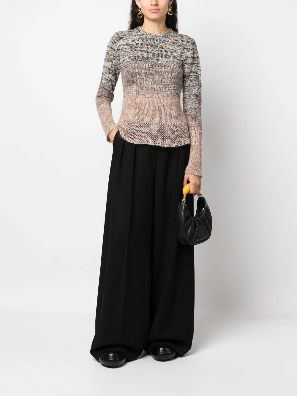 Proenza Schouler White Label flared-hem knitted jumper - Beige