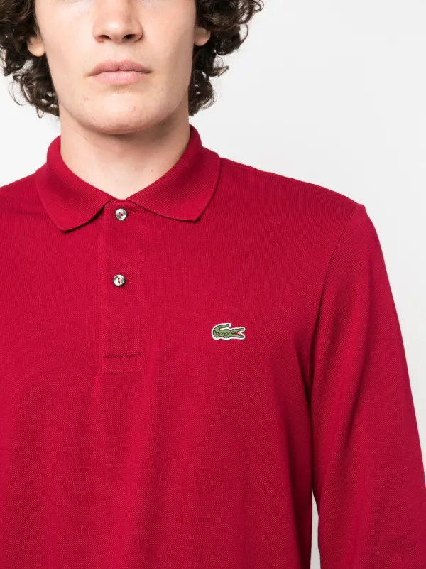 Lacoste long 2025 sleeve polo red