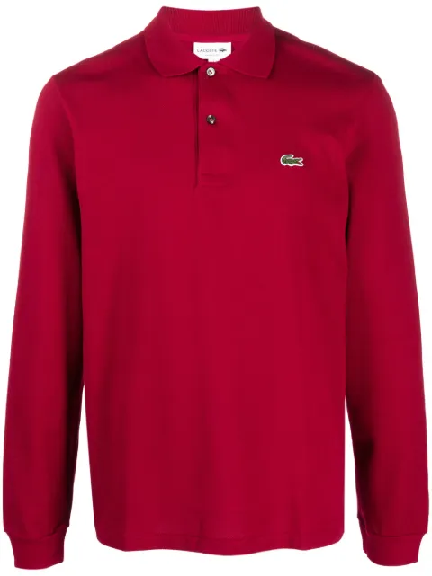 Lacoste logo-patch long-sleeve cotton polo shirt