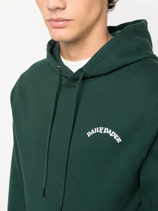 Daily Paper logo print Cotton Hoodie Green FARFETCH AO