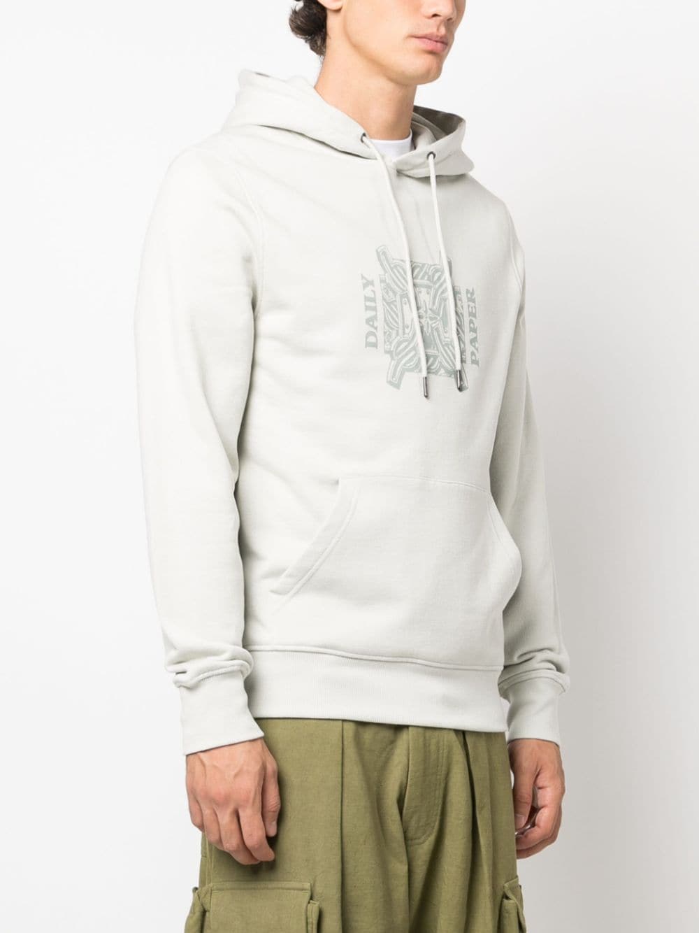 Shop Daily Paper Graphic Logo-print Cotton Hoodie In Grau