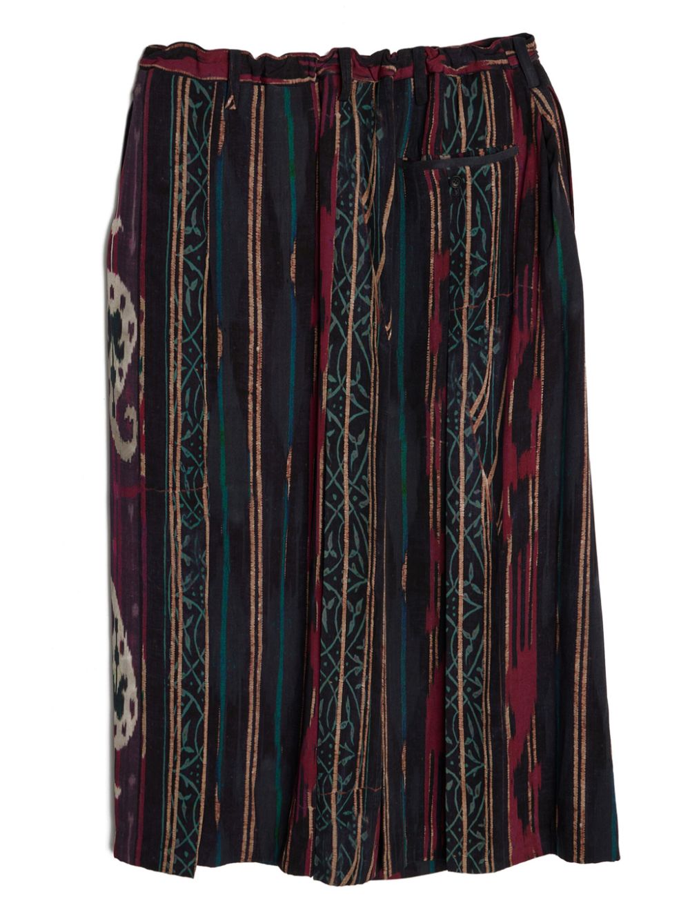 Shop Yohji Yamamoto Stripe-pattern Cotton Skirt In Green