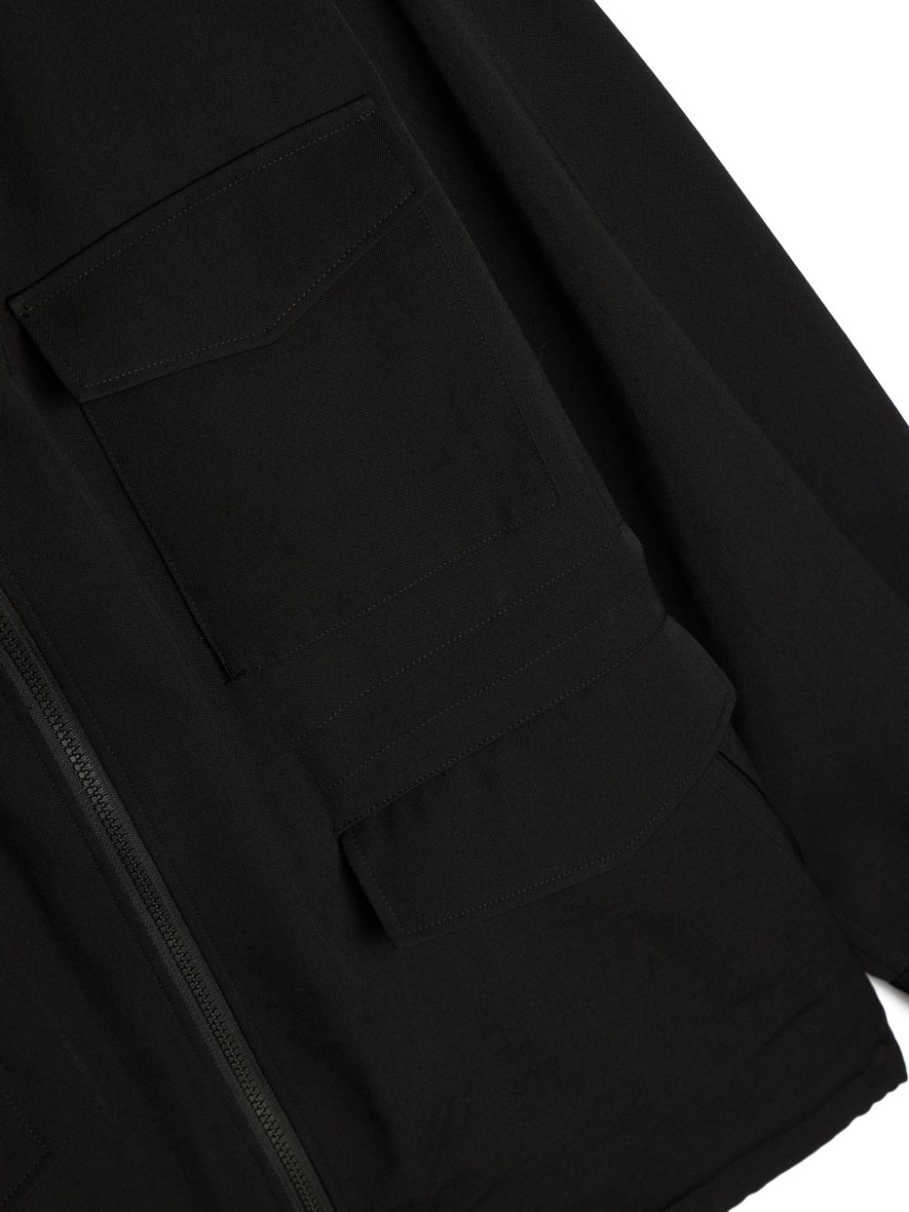 Shop Yohji Yamamoto W-brim Slouch-hood Jacket In Black