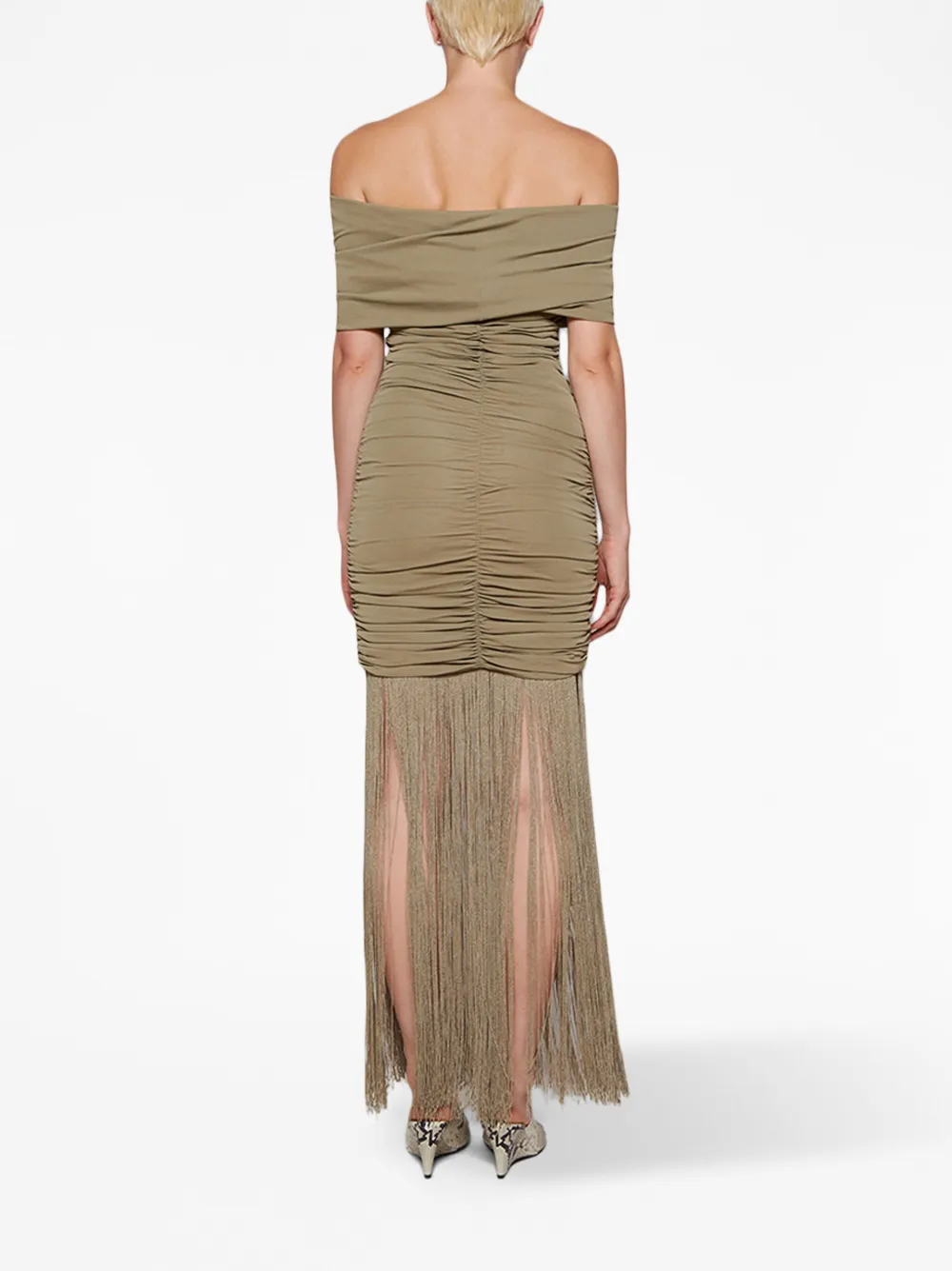 KHAITE Maxi-jurk met ruches Groen