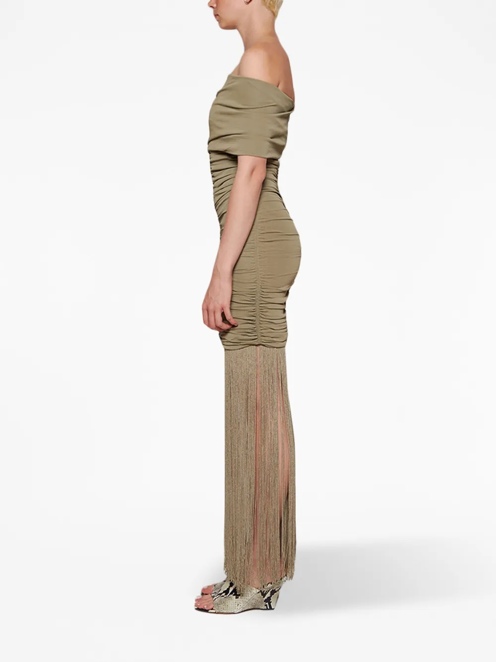 KHAITE Maxi-jurk met ruches Groen