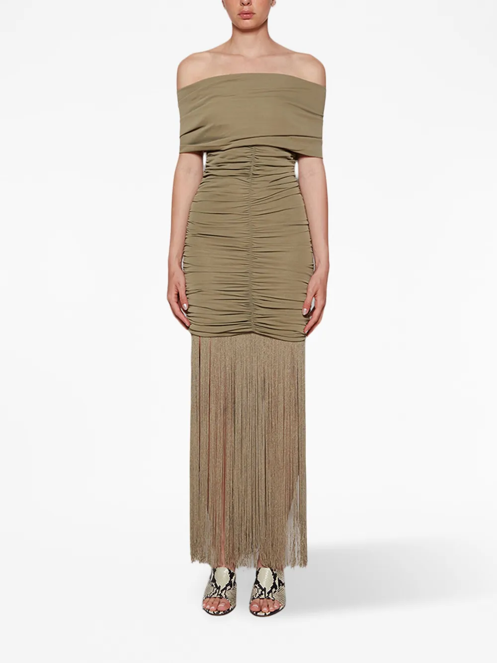 KHAITE Maxi-jurk met ruches Groen