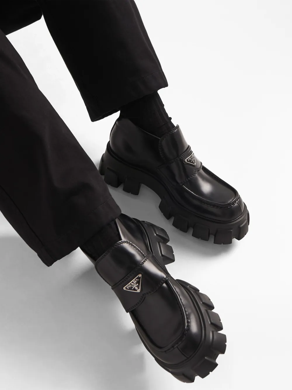 Prada Monolith Leather Flatform Loafers - Farfetch