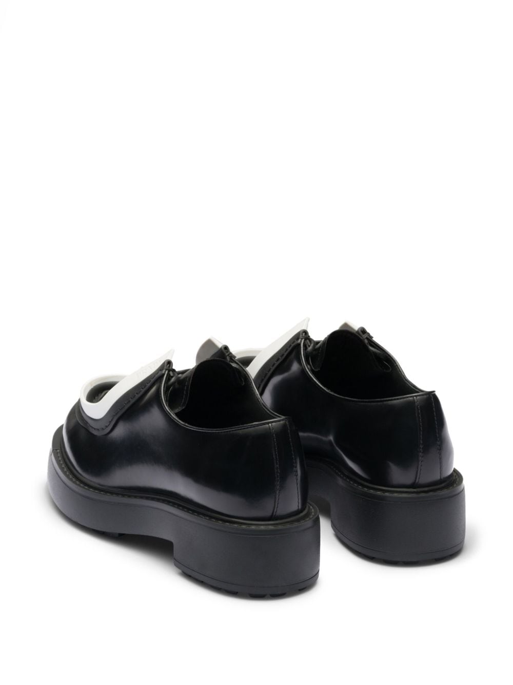 Shop Prada Contrast-trim Leather Lace-up Shoes In Black