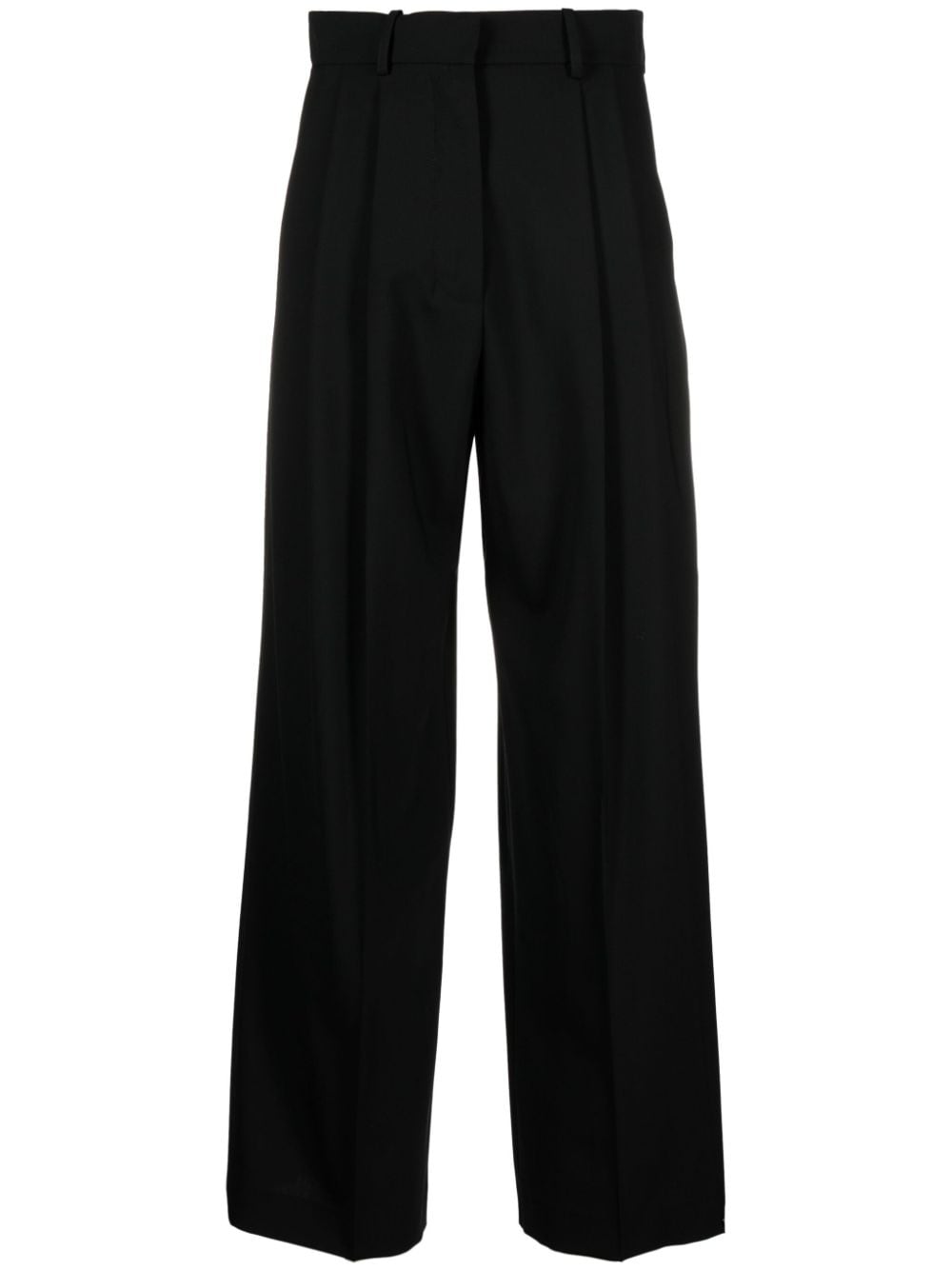 Shop Alysi Pressed-crease High-waist Trousers In Black