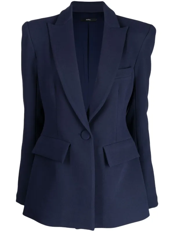 Alex Perry Peak-lapel Padded-shoulder Blazer in Blue