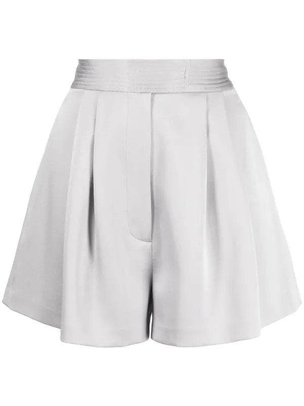 Alex Perry Pleated High-waisted Shorts in Grey
