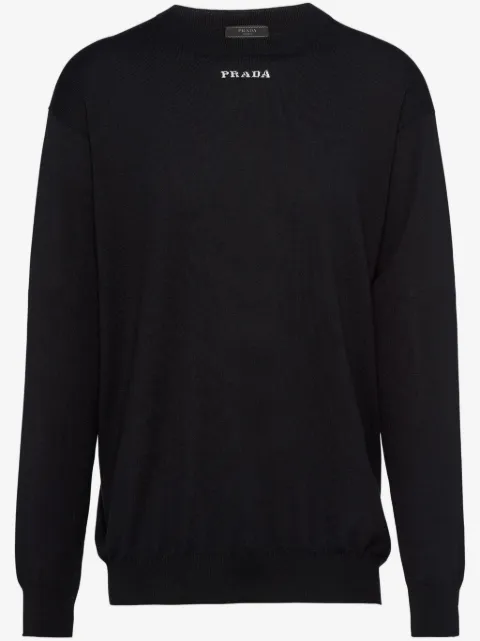 Prada intarsia-logo cashmere jumper