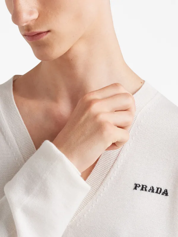 Prada Vネック カシミアセーター | ホワイト | FARFETCH JP