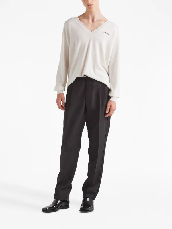 Prada V-neck Cashmere Jumper | White | FARFETCH