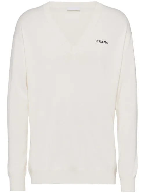 Pull en cachemire à col v - Prada - Modalova