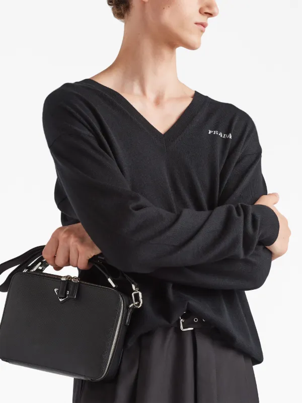 Prada V-neck Cashmere Jumper | Black | FARFETCH ZA