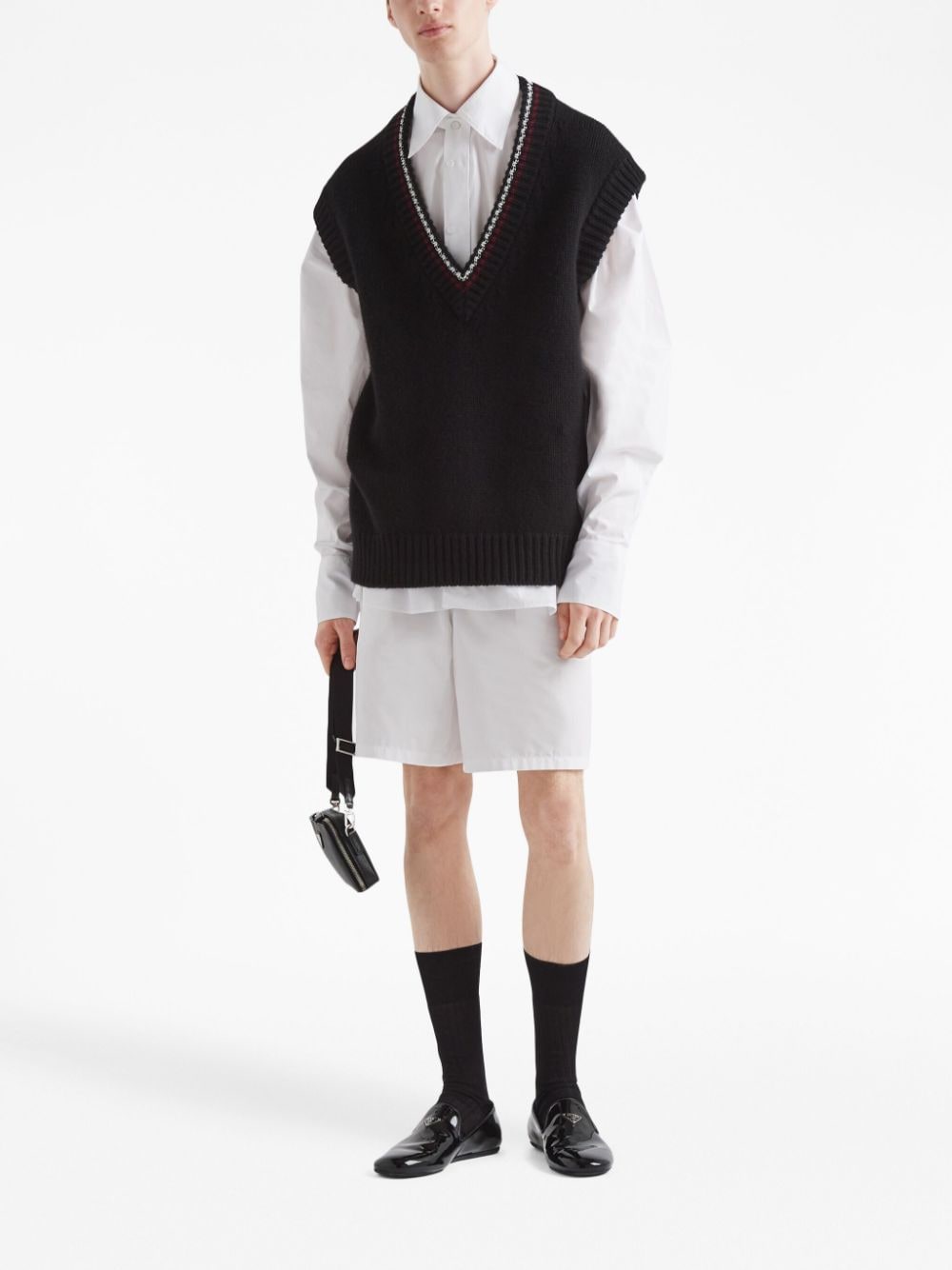 Shop Prada Chunky-knit Cashmere Vest In Black