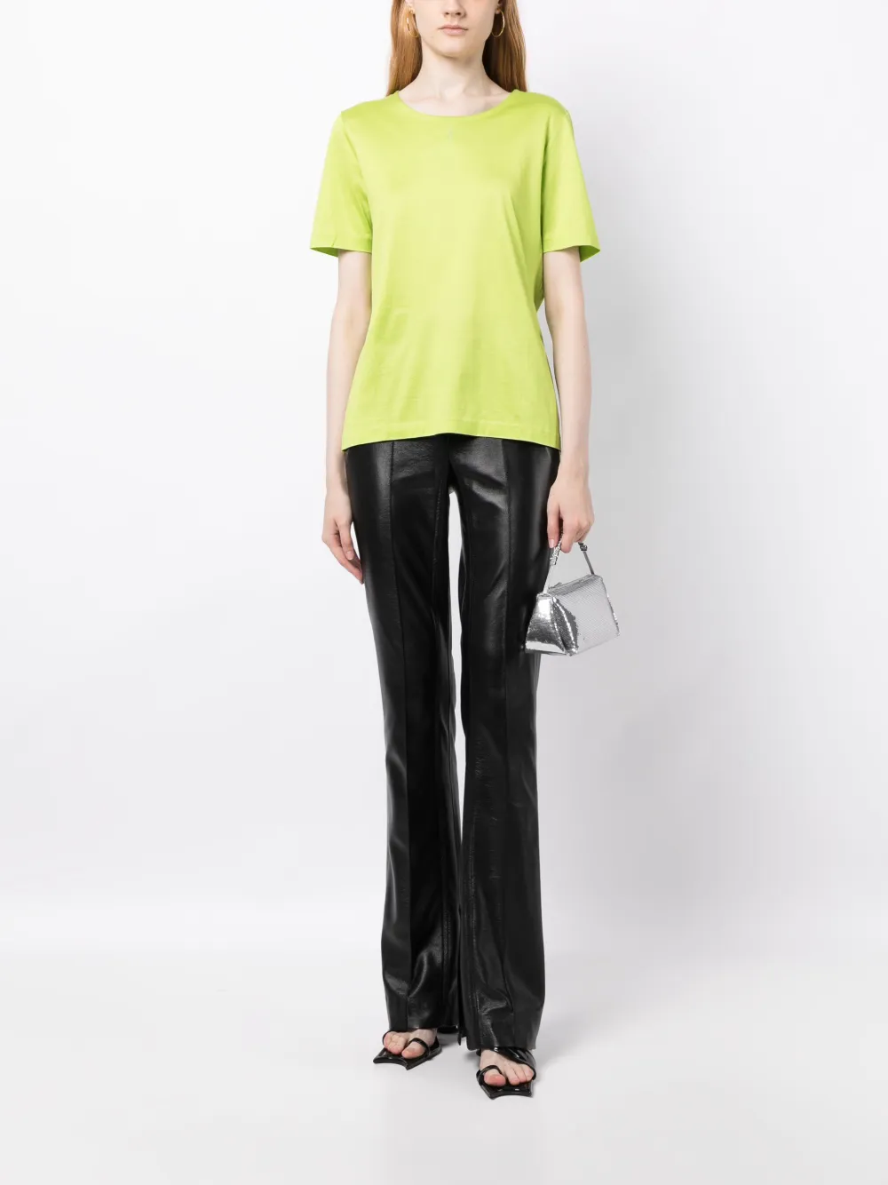 Saint Laurent Pre-Owned 1990-2000s T-shirt met logo van stras - Groen