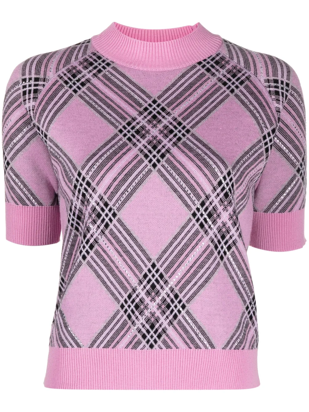 Giuseppe Di Morabito Argyle Intarsia-knit Merino Wool Top In Pink
