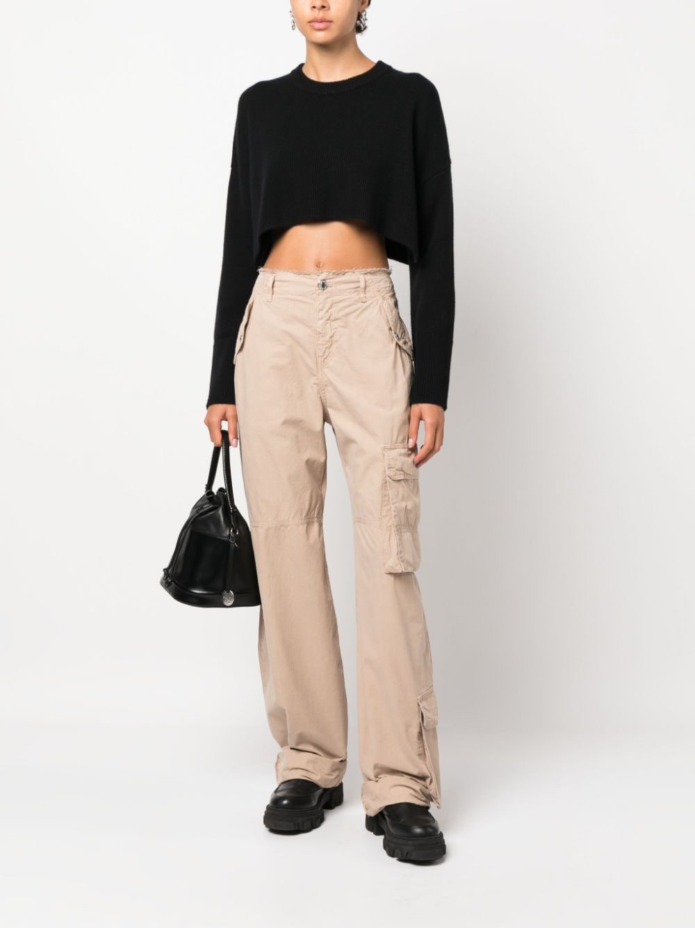 P.A.R.O.S.H. fine-knit cropped jumper - Zwart