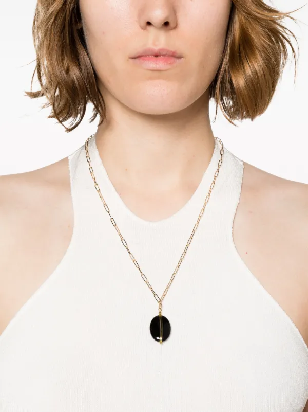 ISABEL MARANT stone embellished Pendant Necklace Black FARFETCH CA