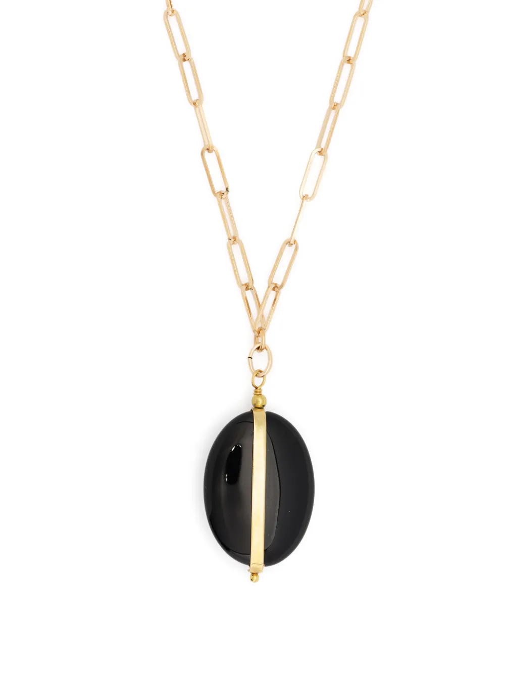 Shop Isabel Marant Stone-embellished Pendant Necklace In Black