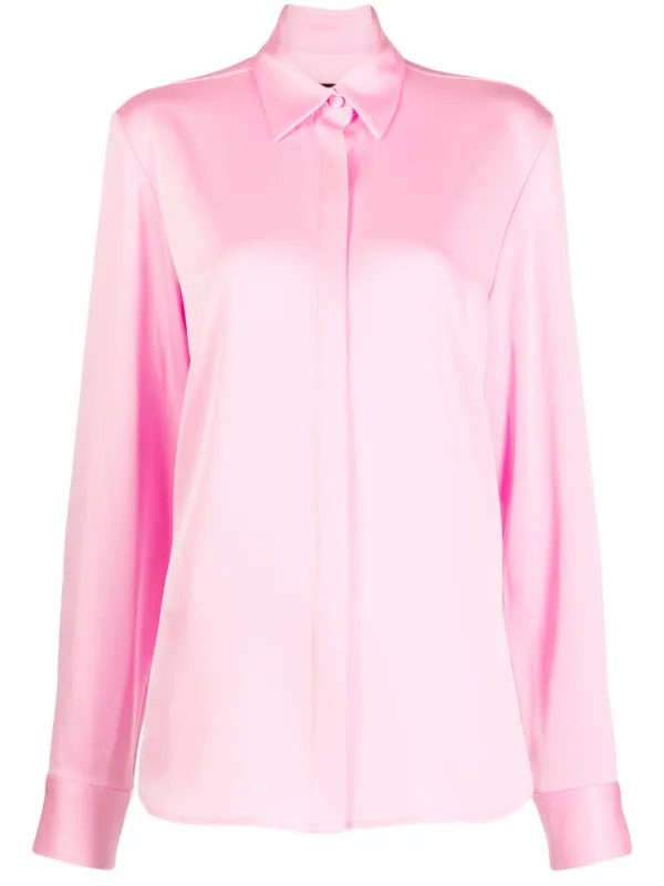 Alex Perry Satin-finish Button-down Shirt in Pink