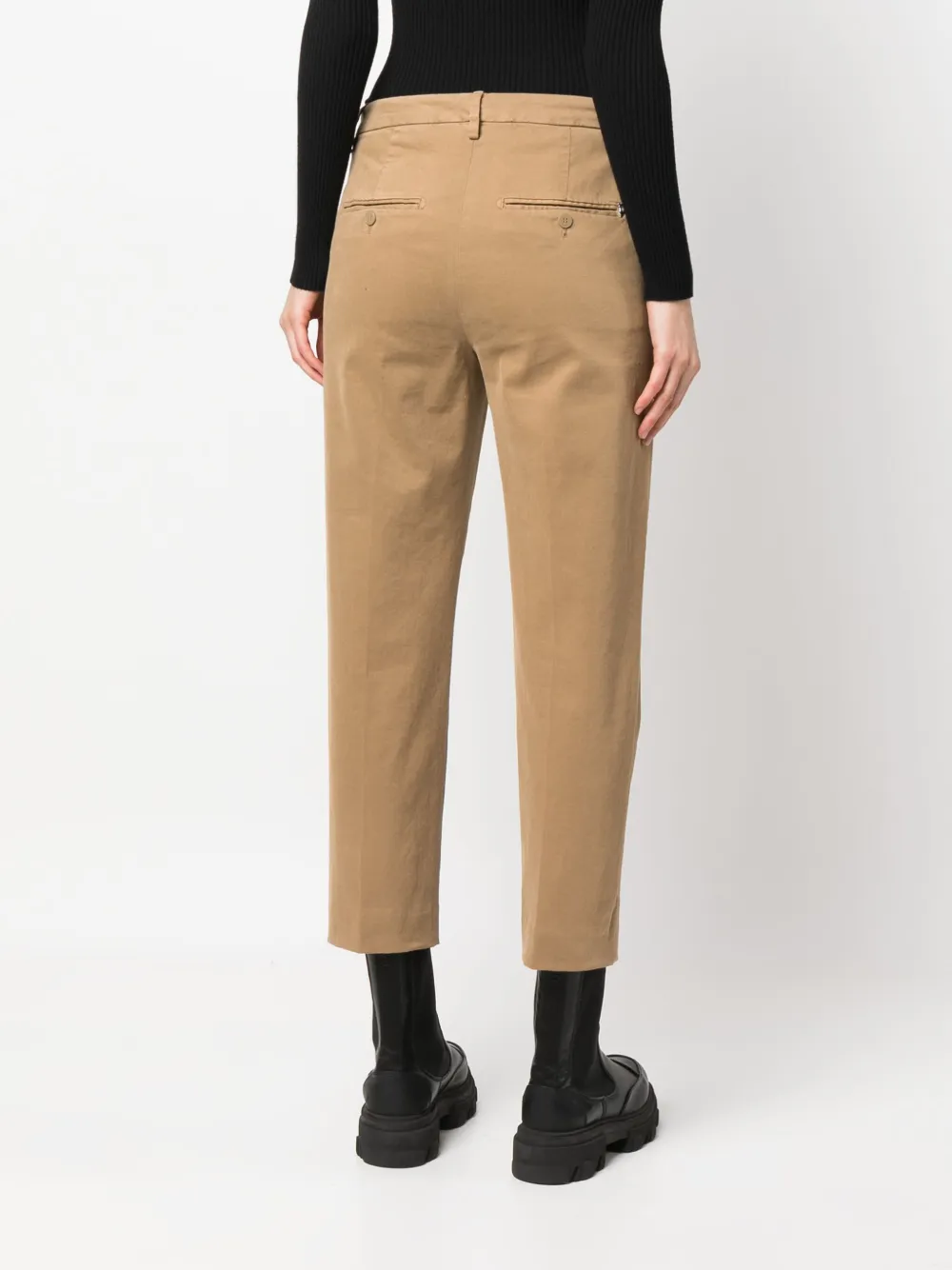 Dondup Cropped Straight-leg Trousers In Braun