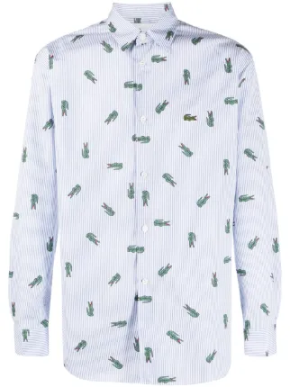 COMME des GARÇONS SHIRT トラ柄長袖シャツ L Comme Des Garçons Shirt x Lacoste Logo Striped Shirt | Blue