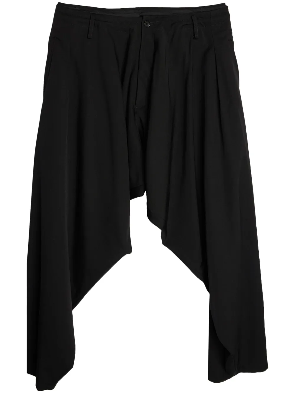 Yohji Yamamoto Drop-crotch Wool Trousers In Black