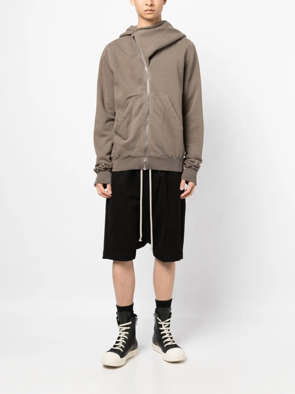 Rick Owens DRKSHDW long-sleeve cotton hooded jacket - Bruin
