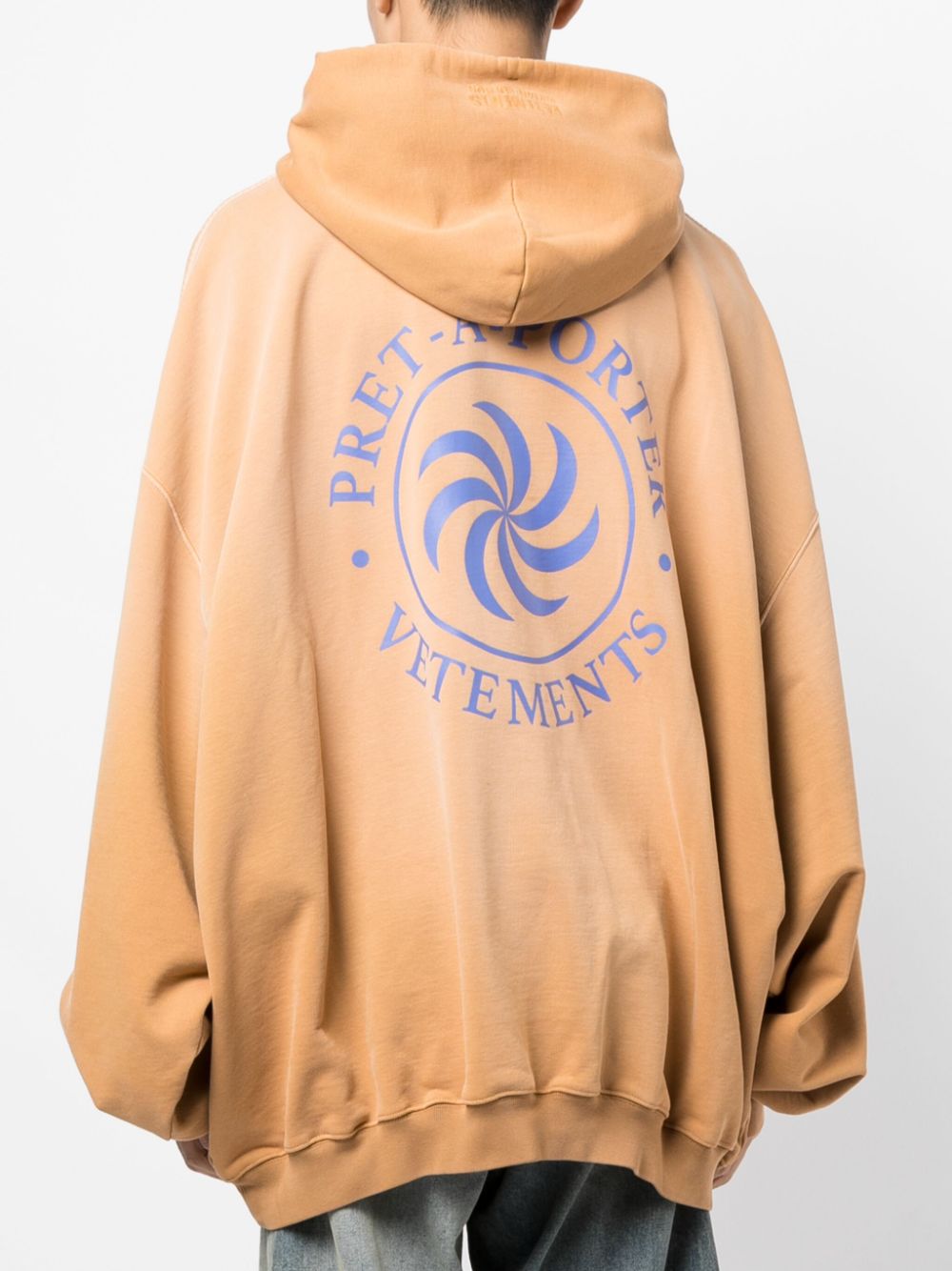 Shop Vetements Vegan Logo Drawstring Hood In Brown