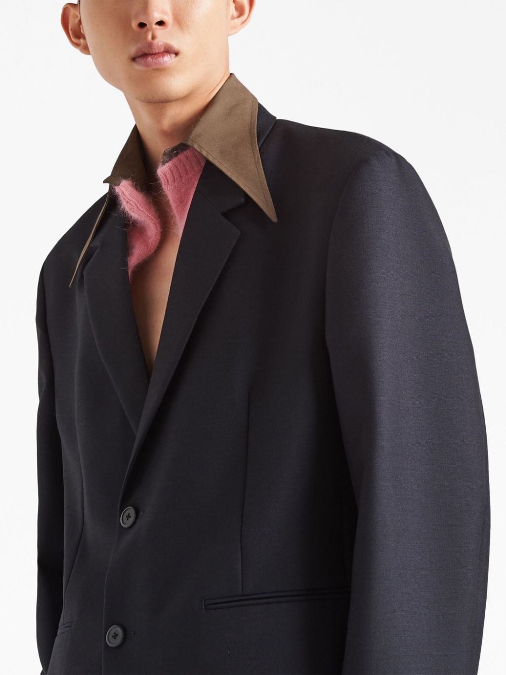 Shop Prada Single-breasted Mohair Jacket In Blue