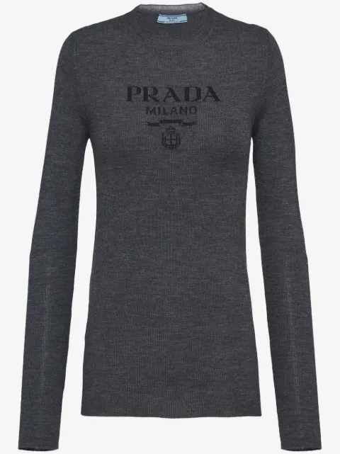 Prada Suéter de lã com logo intarsia