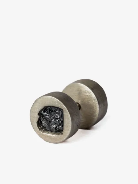Parts of Four black diamond-encrusted stud earring