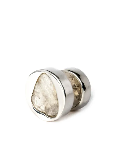 Parts of Four diamond-encrusted sterling silver stud earring 