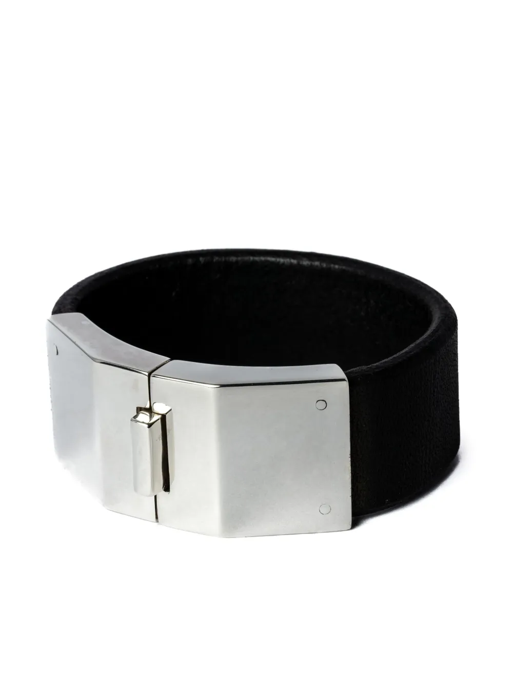 Parts Of Four Box Lock Leather Bracelet In Black