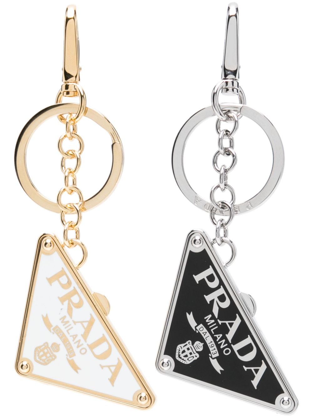 Prada Triangle-logo Keyring In Multi