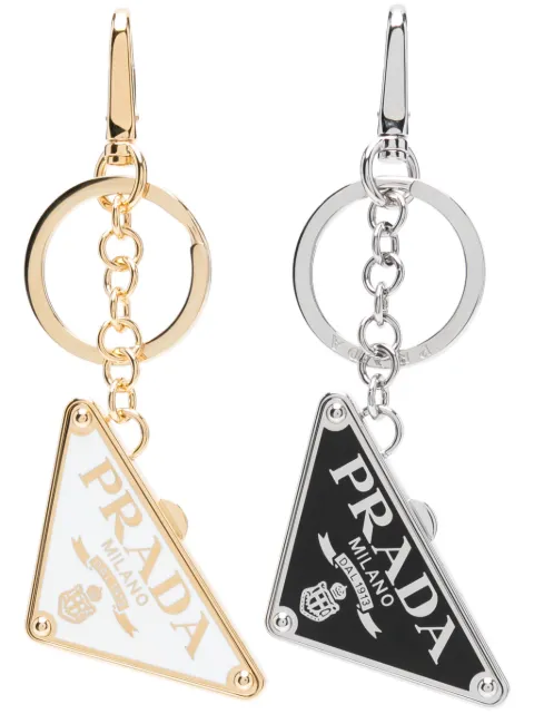 Prada triangle-logo keyring