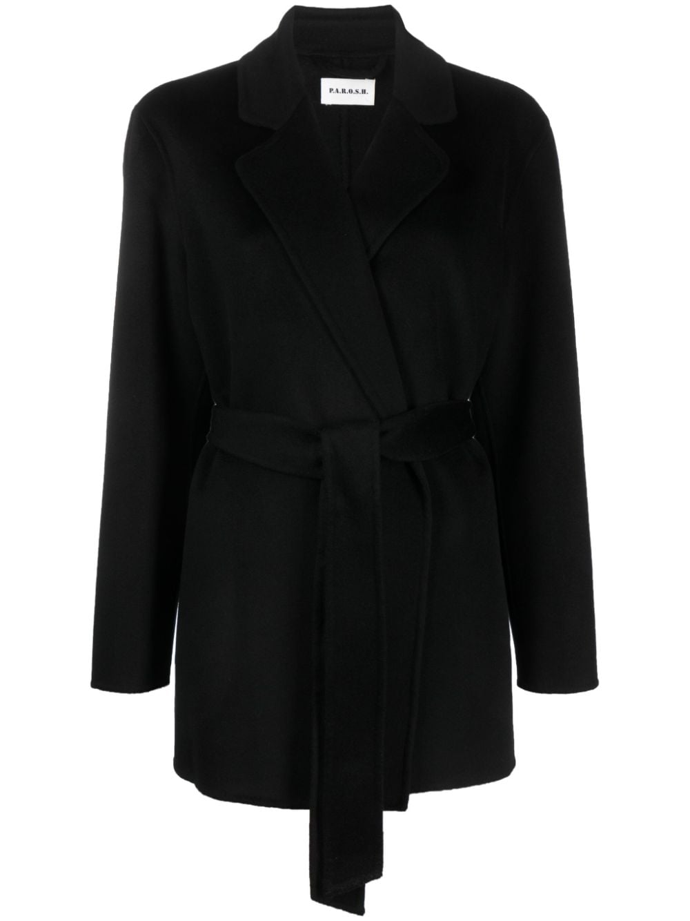 P.a.r.o.s.h Belted-waist Wool Coat In Black
