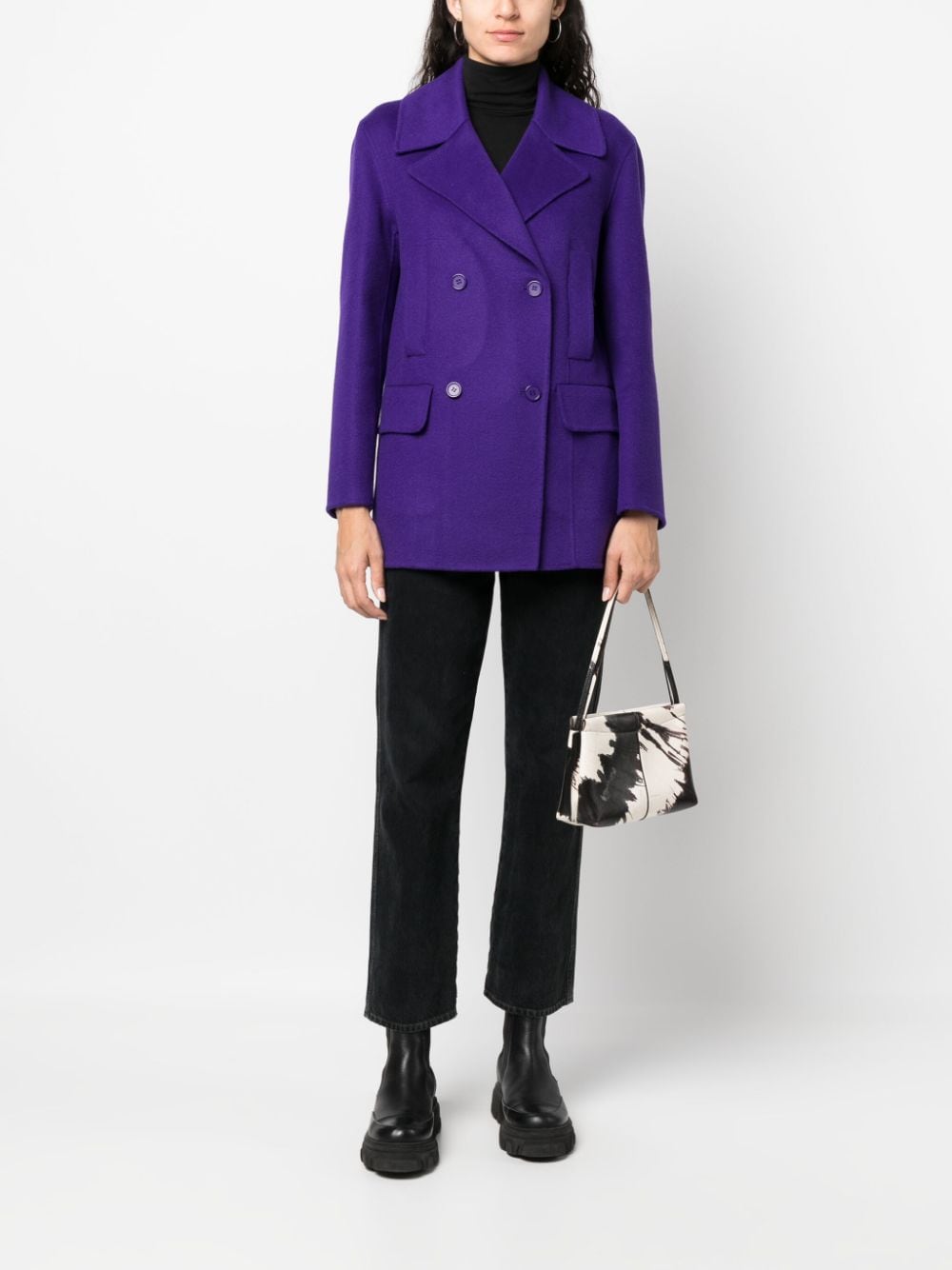 Shop P.a.r.o.s.h Double-breasted Wool Coat In Purple