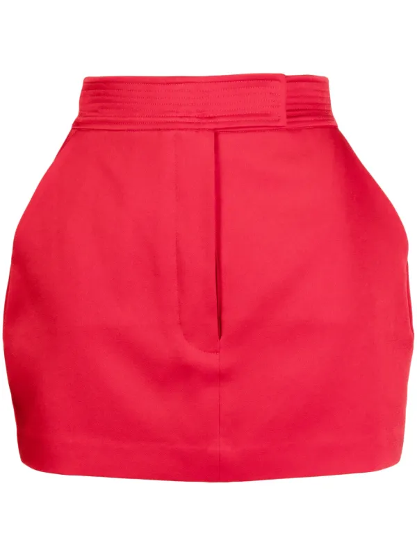 Alex Perry High-waisted Satin-finish Skirt in Red