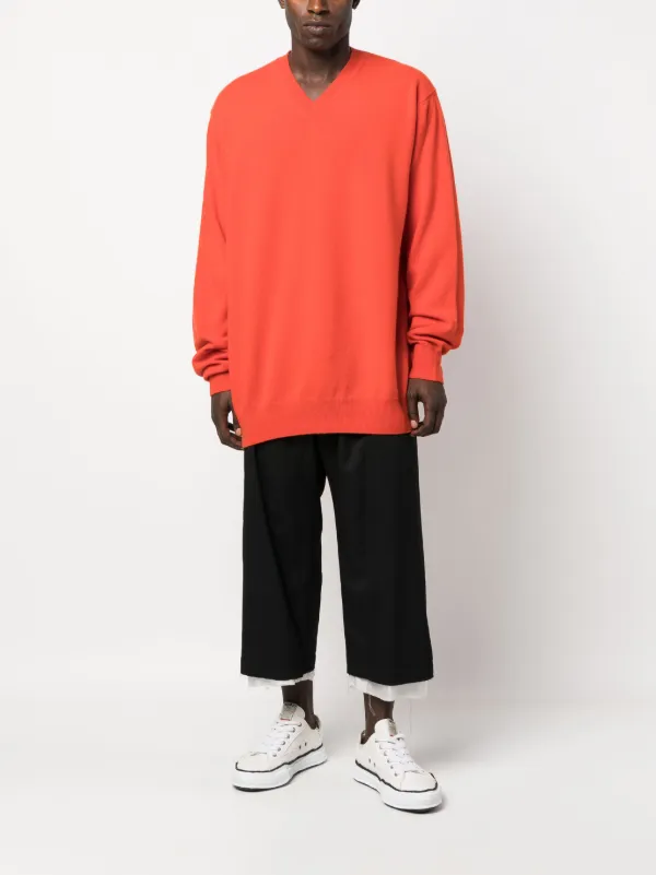 Comme Des Garcons Shirt V neck Wool Jumper Orange FARFETCH CH