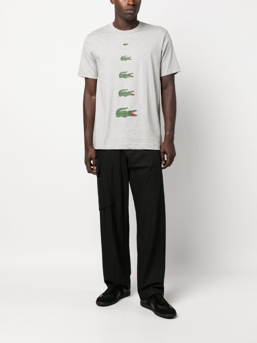 Shop Comme Des Garçons Shirt X Lacoste Logo-print Cotton T-shirt In Grau