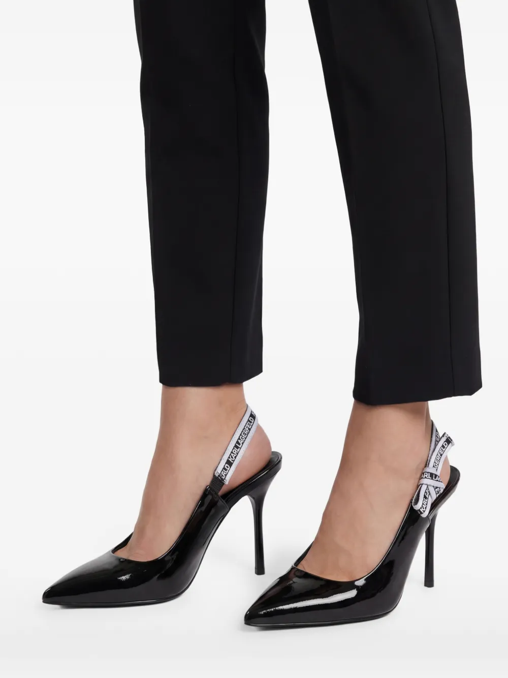 Karl Lagerfeld Leren slingback pumps Zwart