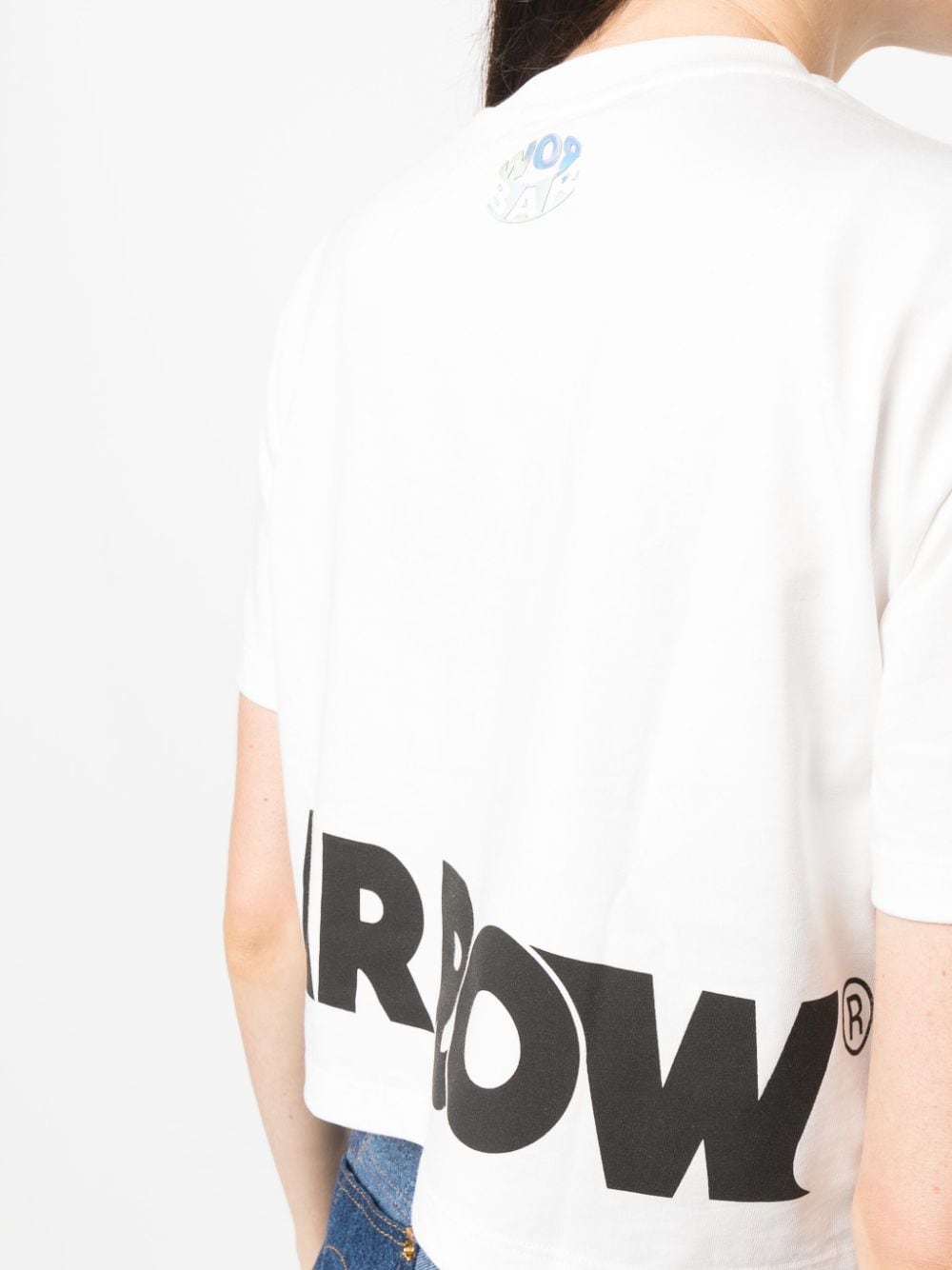 Shop Barrow Logo-print Cotton Cropped T-shirt In Weiss