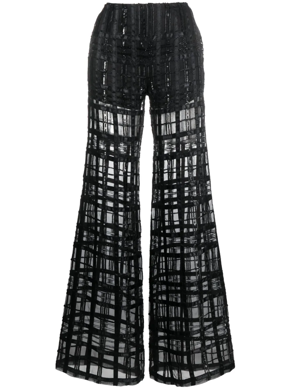 Alberta Ferretti Transparent Palazzo Trousers In Black