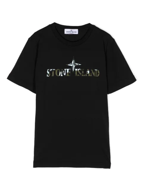 Stone Island Junior camouflage logo-print T-shirt